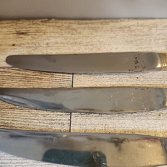 5 Cambridge Carlyle Dinner Knives Stainless 18/8 Rope Edge Flatware Tarnished - Picture 4 of 12